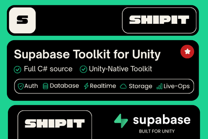 Supabase Toolkit card listing Auth, Database, Realtime, Storage and Live-Ops.